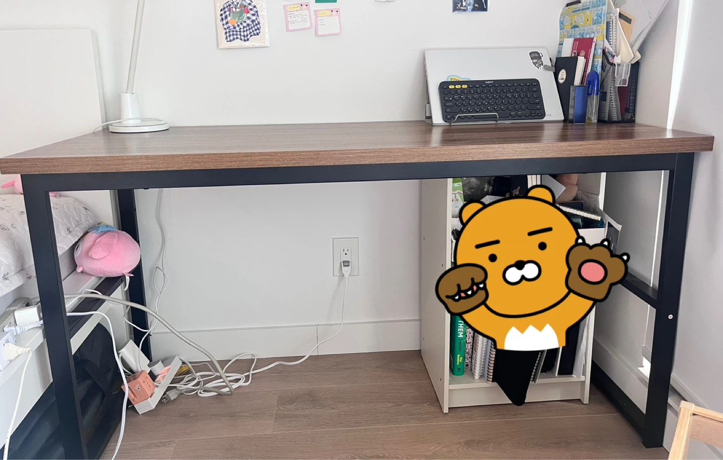 Wooden Desk with Black Metal Legs