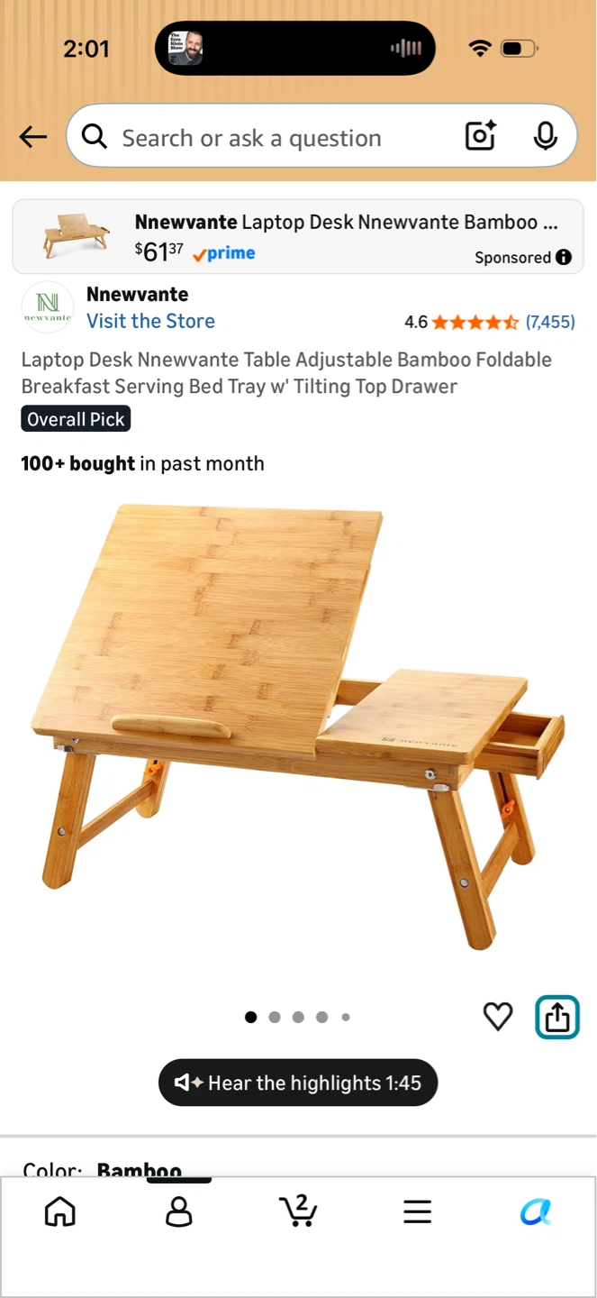 Bamboo Foldable Laptop Desk - photo 3