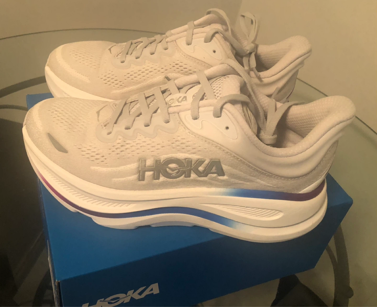 Hoka W Bondi 9 Women's Running Shoes - White/Silver - Size 7B