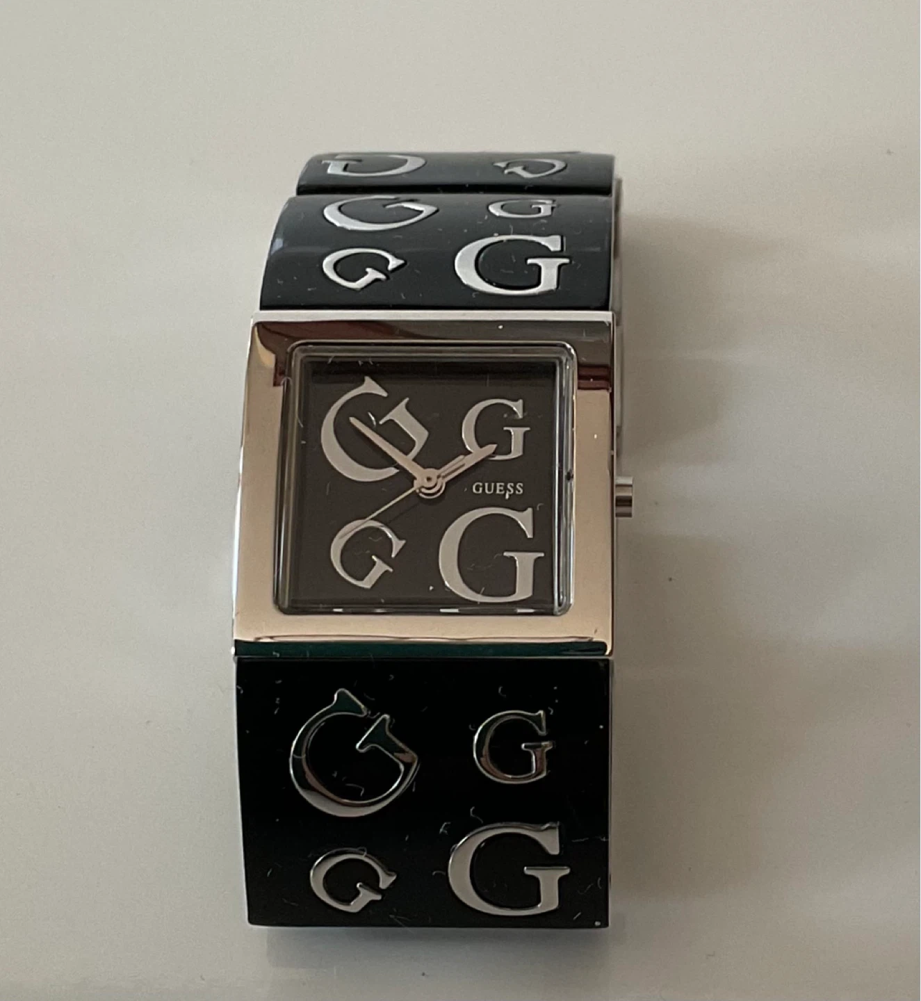 Guess Timeless Black/Steel Logo Watch W10102L1 Square Face