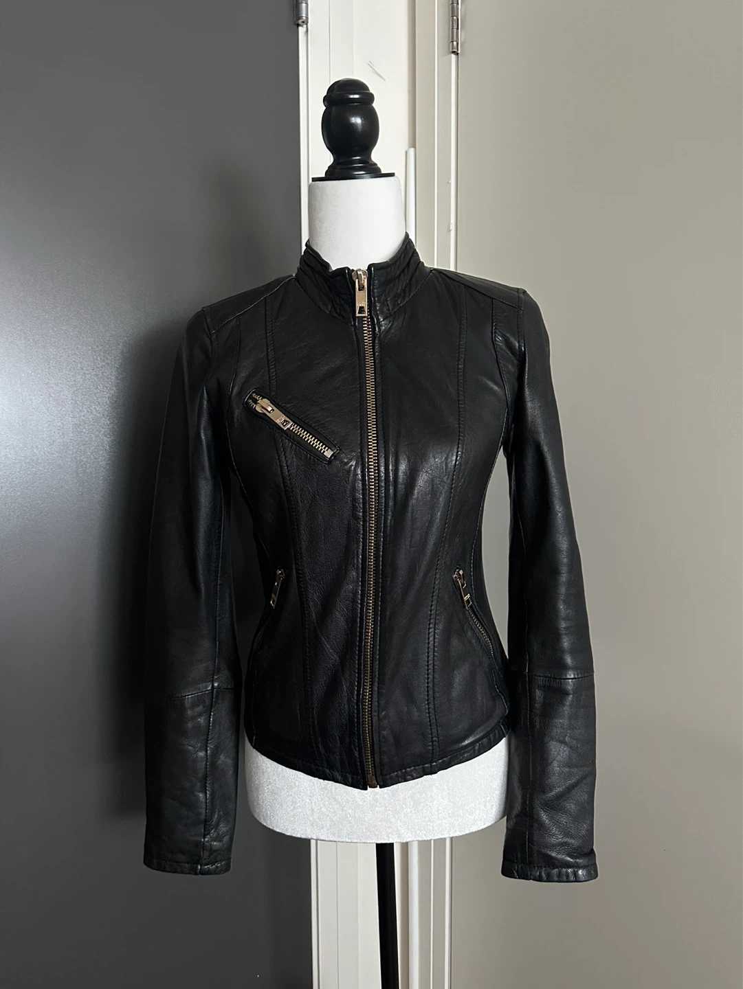 Y2K Bershka Black Leather Jacket - Size S