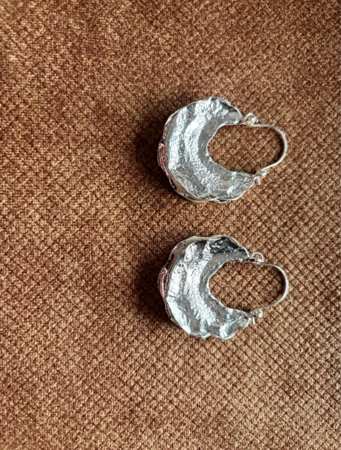 Textured Silver Hoop Earrings