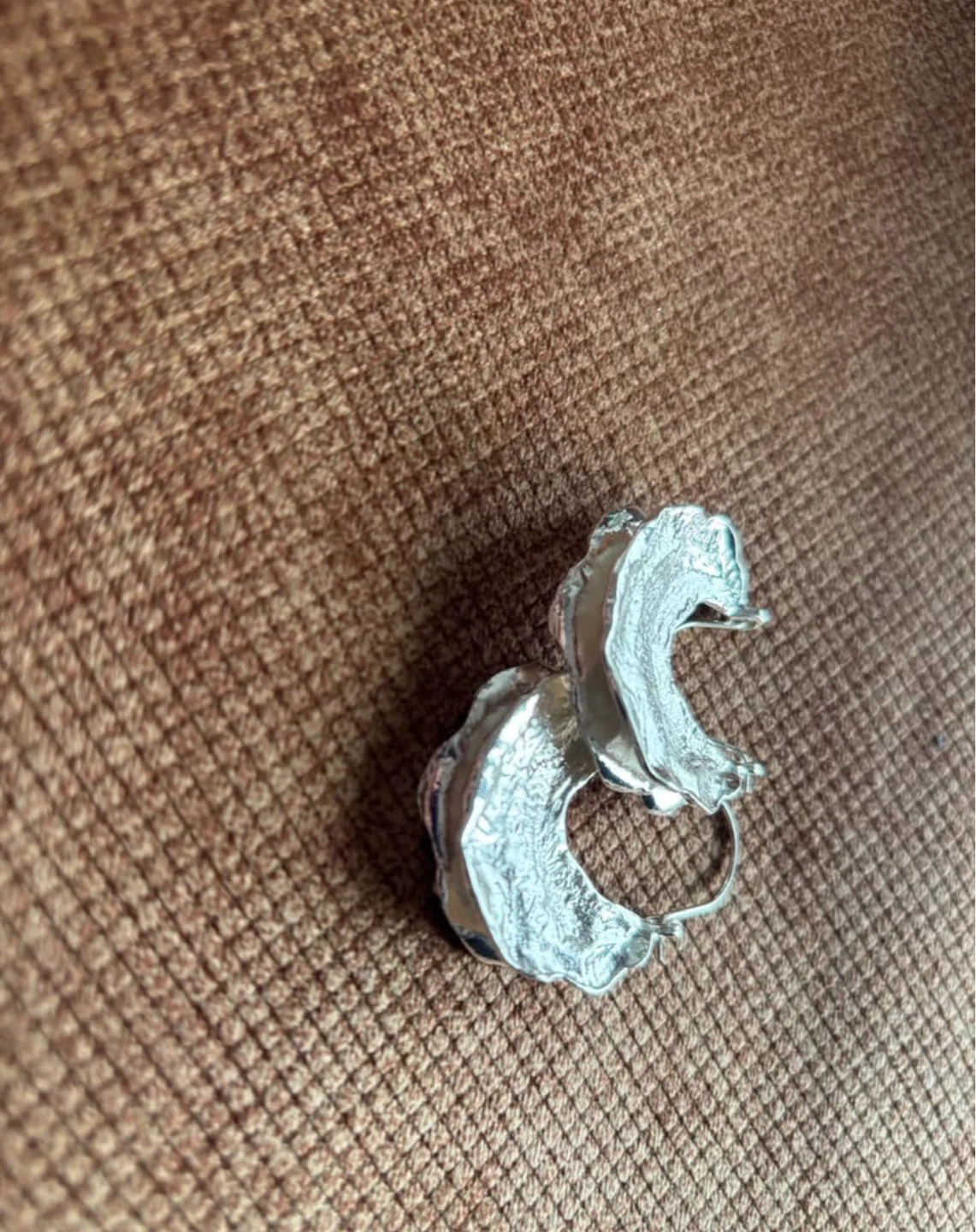 Textured Silver Hoop Earrings - photo 2