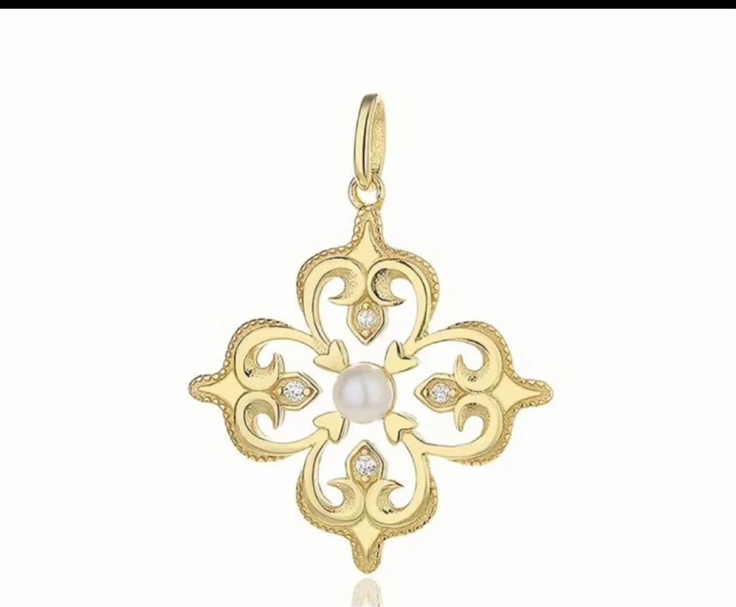 Gold-Tone Pearl and Crystal Pendant - photo 2