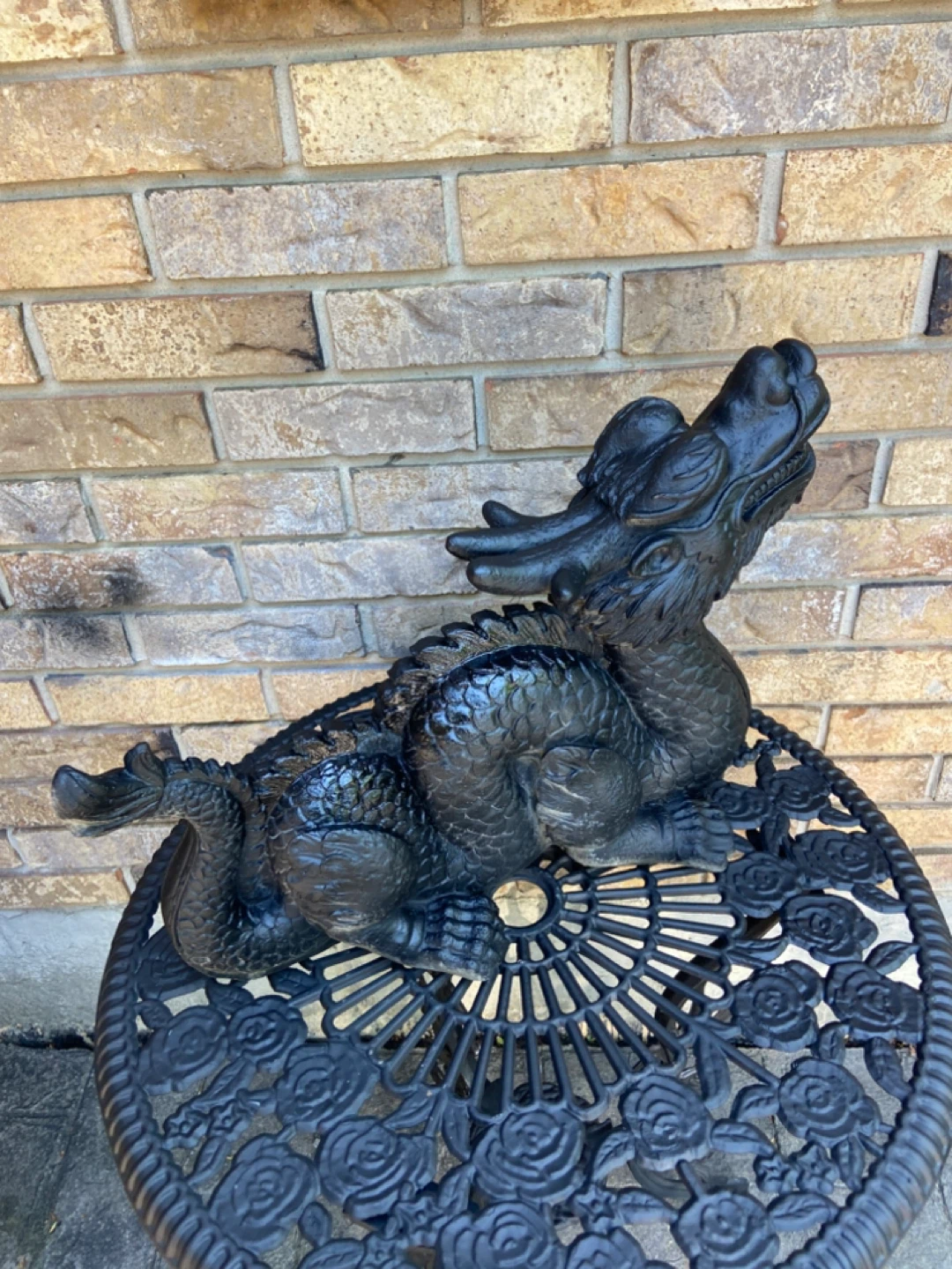 Black Cement Garden Dragon Statue - photo 4