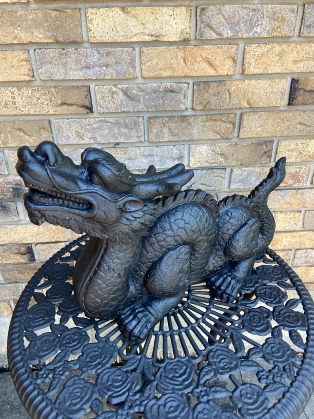 Black Cement Garden Dragon Statue - photo 5