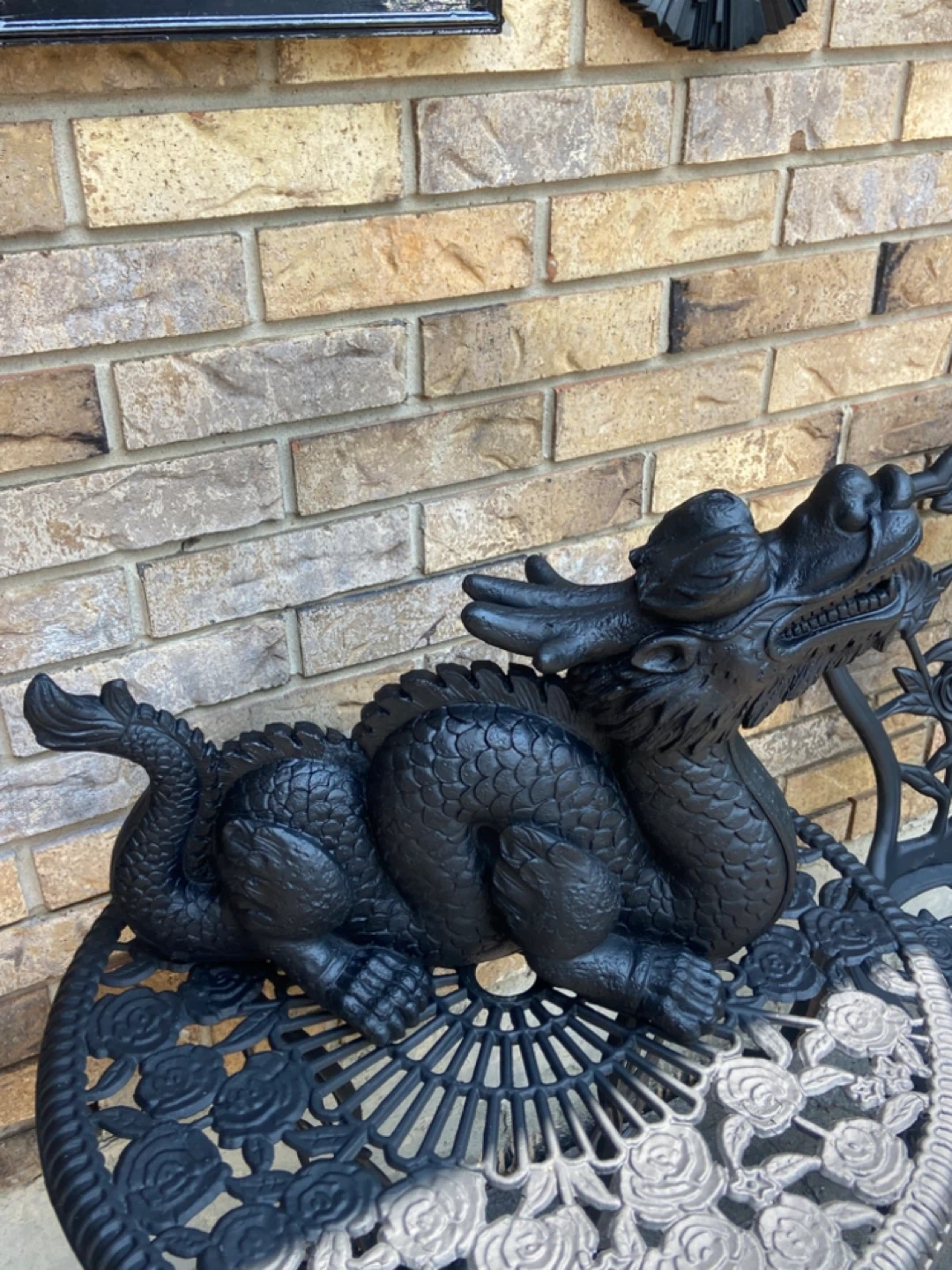 Black Cement Garden Dragon Statue
