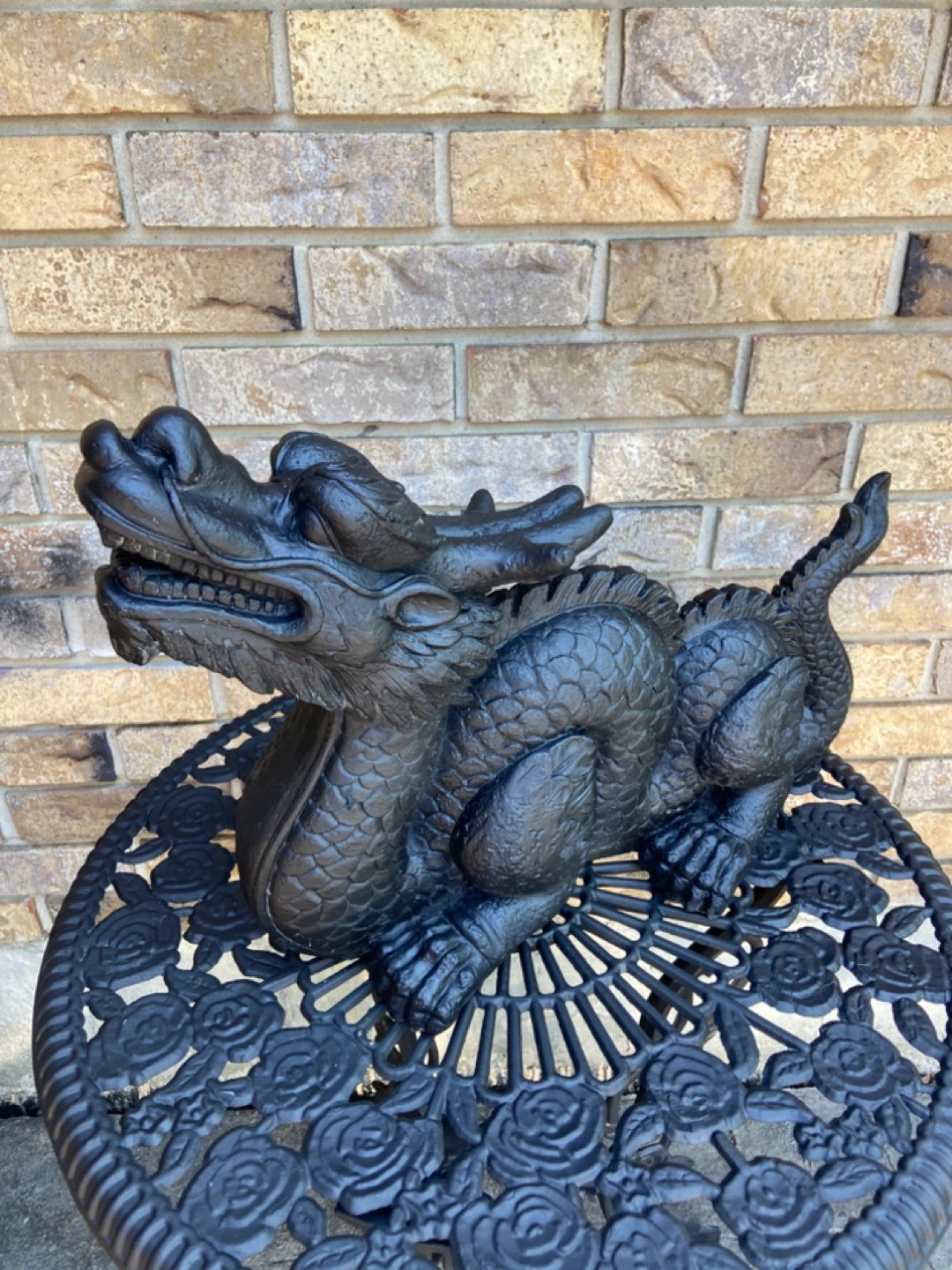 Black Cement Garden Dragon Statue - photo 2
