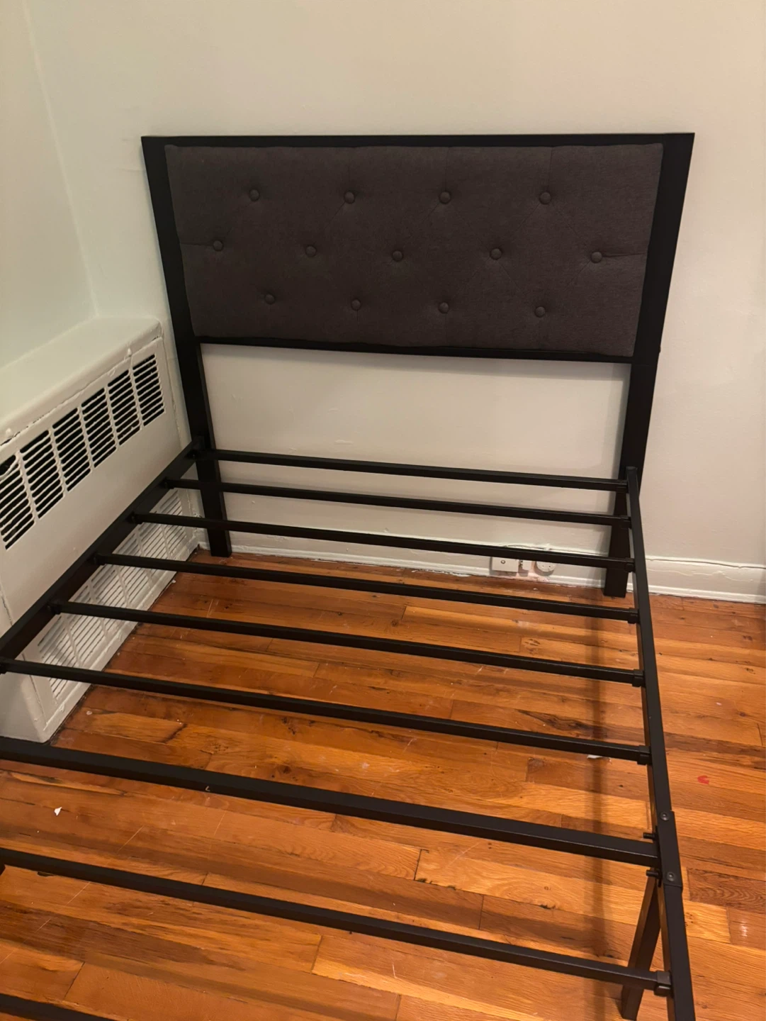 Black Metal Bed Frame with Tufted Headboard - Twin Size - photo 3