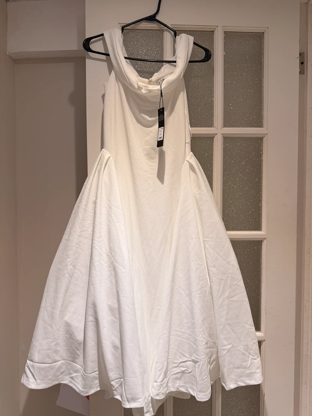 White Off Shoulder Midi Dress - Size M