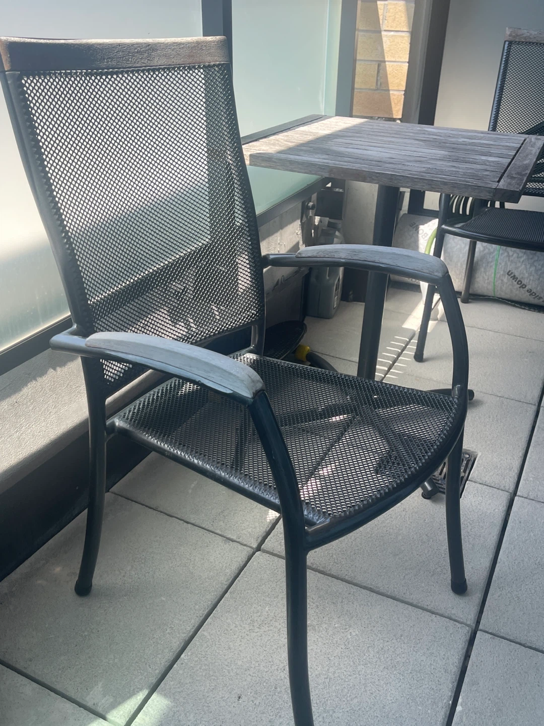 Black Metal Mesh Patio Chair - photo 3