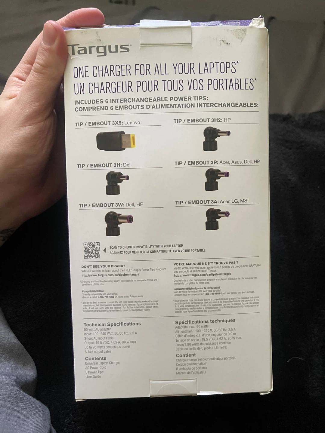 Targus 90W Universal Laptop Charger with 6 Interchangeable Tips - photo 2
