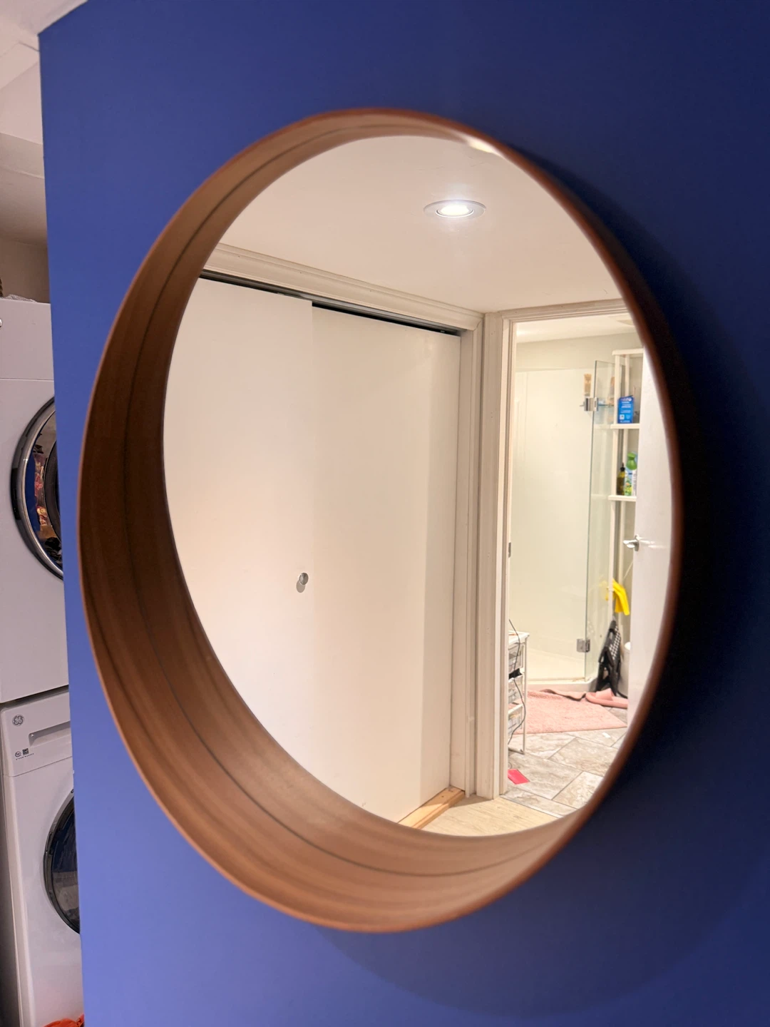 Round Wood Frame Mirror - photo 2