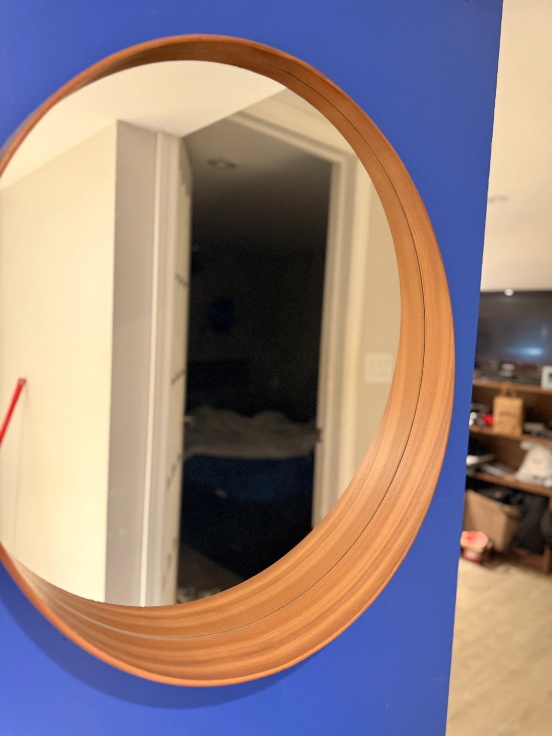 Round Wood Frame Mirror
