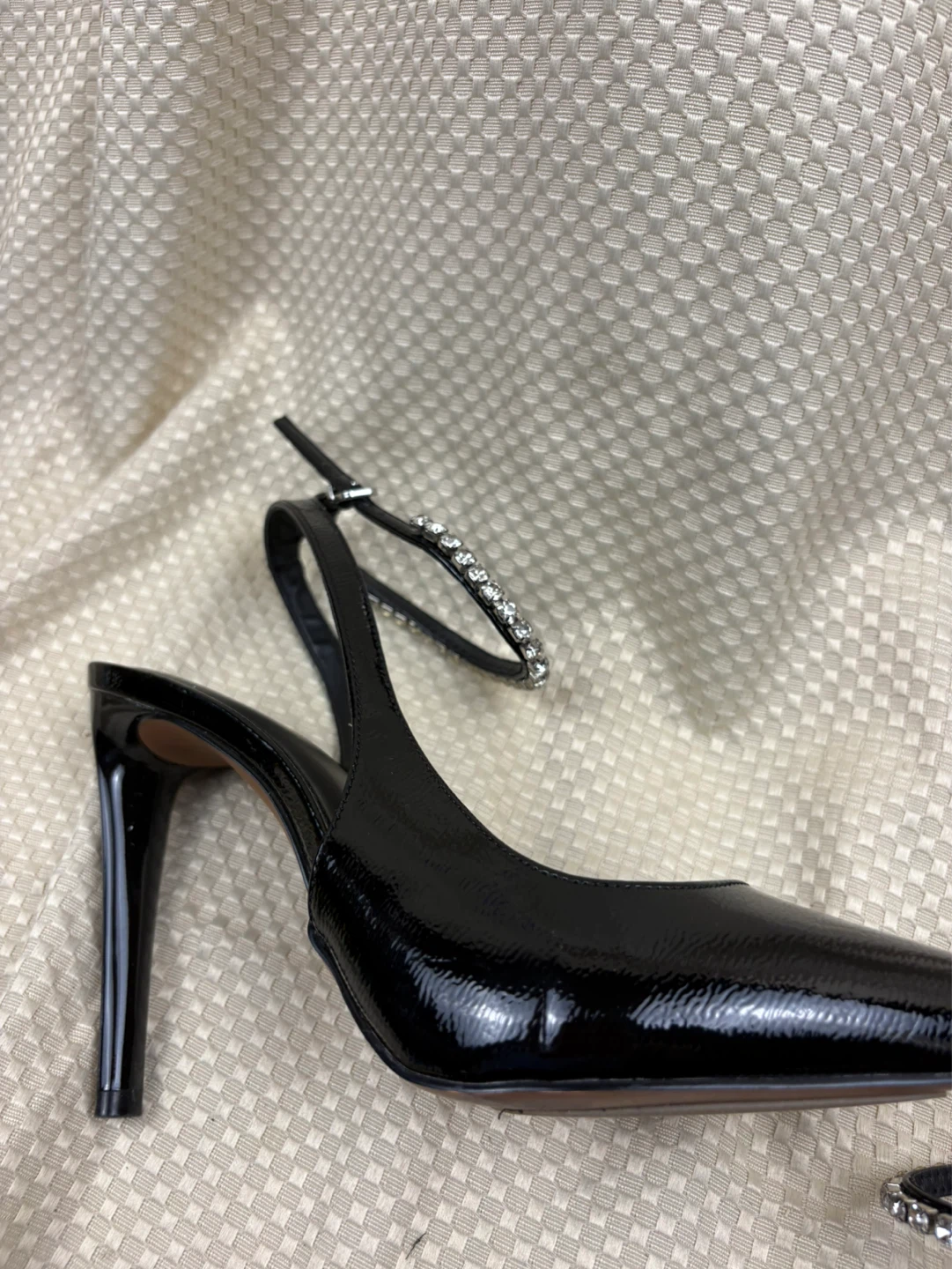 Call It Spring Black Patent Heels with Rhinestone Ankle Strap - photo 3