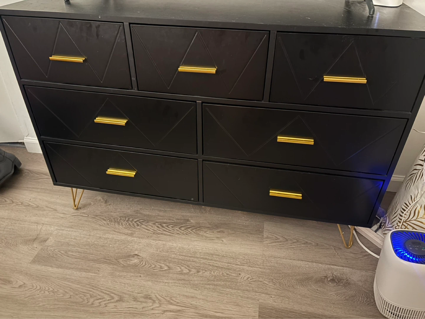 Black and gold dresser