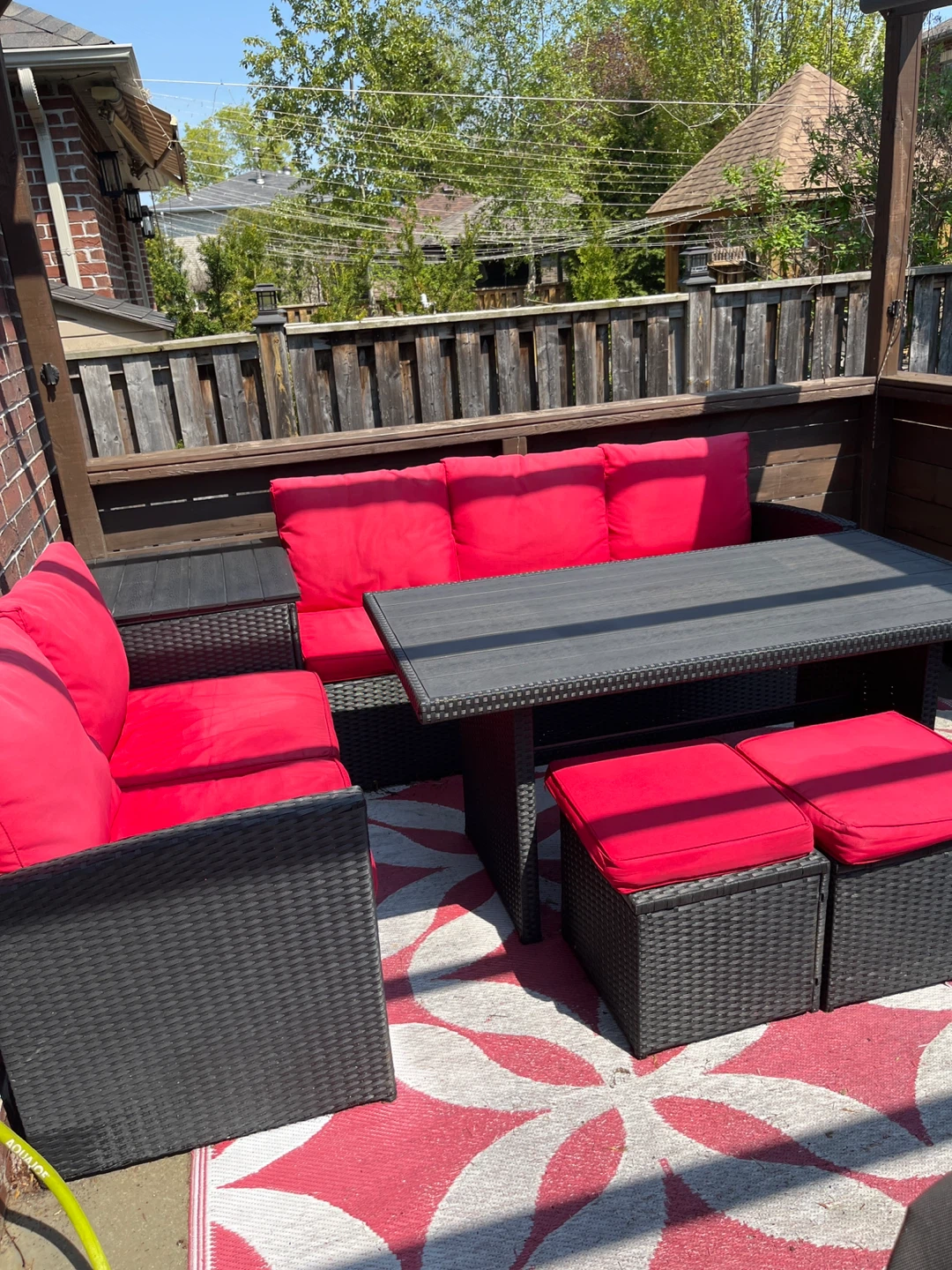 Outdoor Wicker Patio Furniture Set with Red Cushions