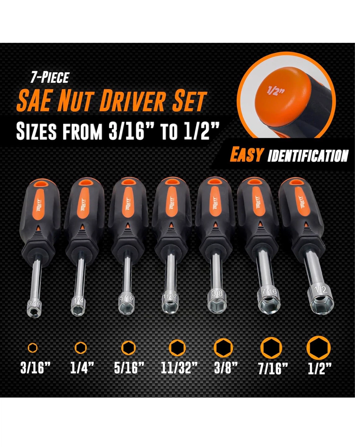 7-Piece SAE Nut Driver Set - 3/16" to 1/2" - photo 3