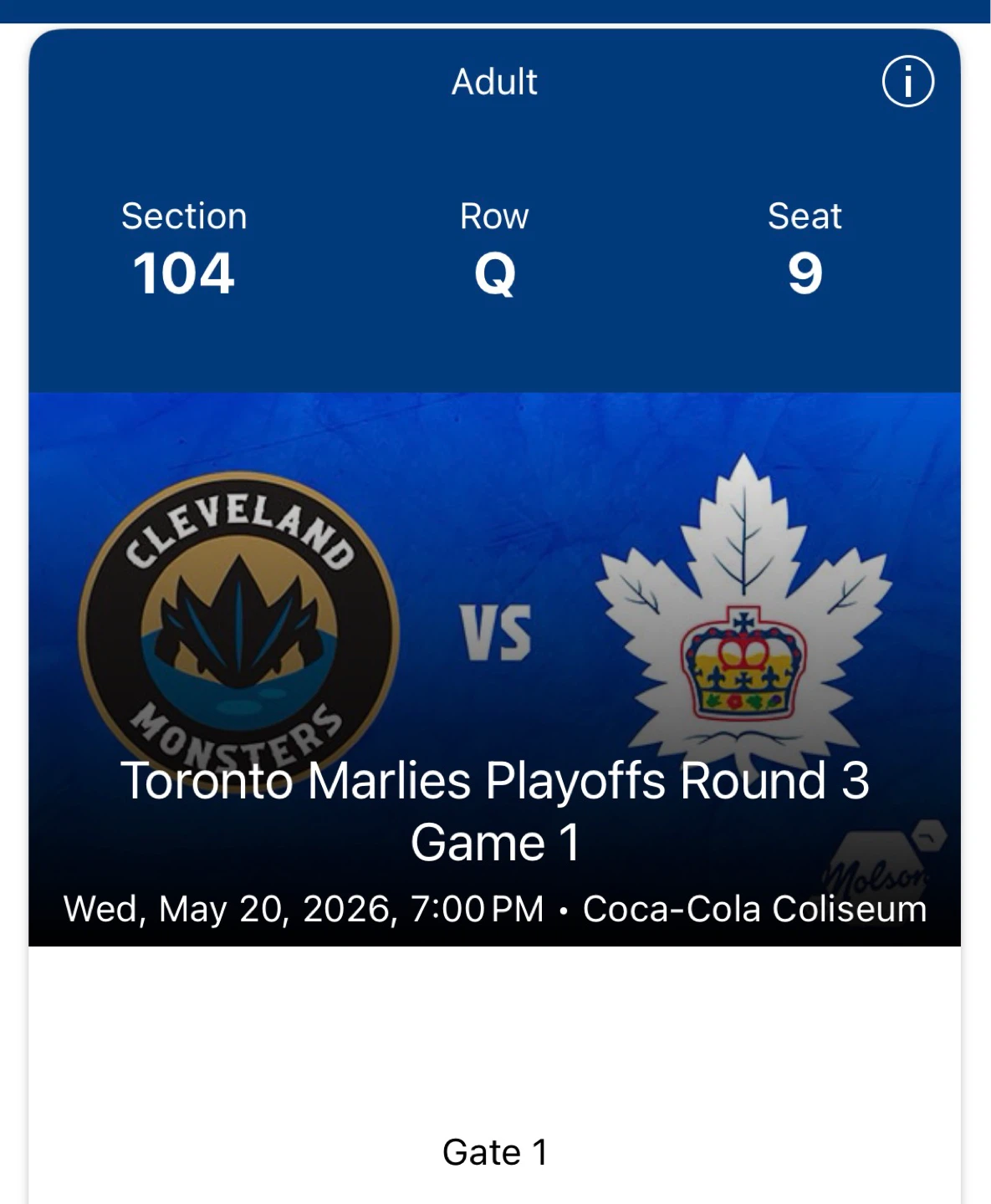 Toronto Marlies Playoffs Round 3 Game 1 Tickets