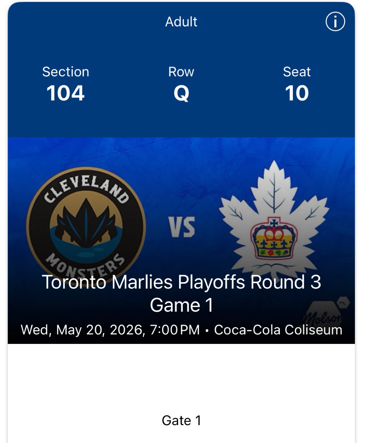 Toronto Marlies Playoffs Round 3 Game 1 Tickets - photo 2