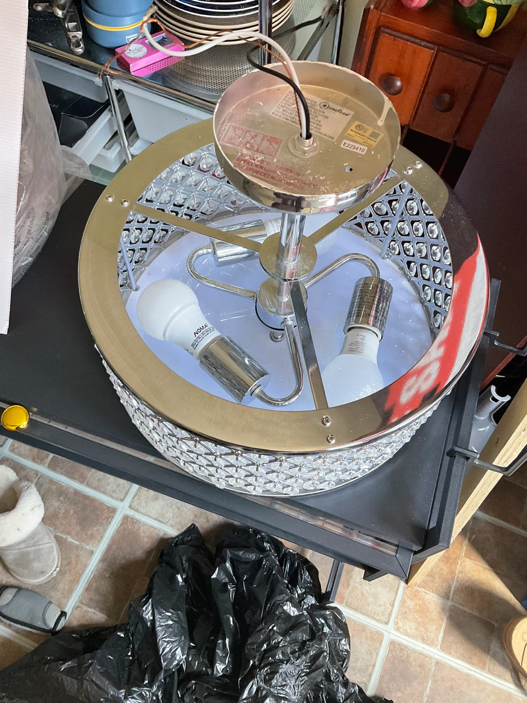 Chrome Crystal Flush Mount Ceiling Light