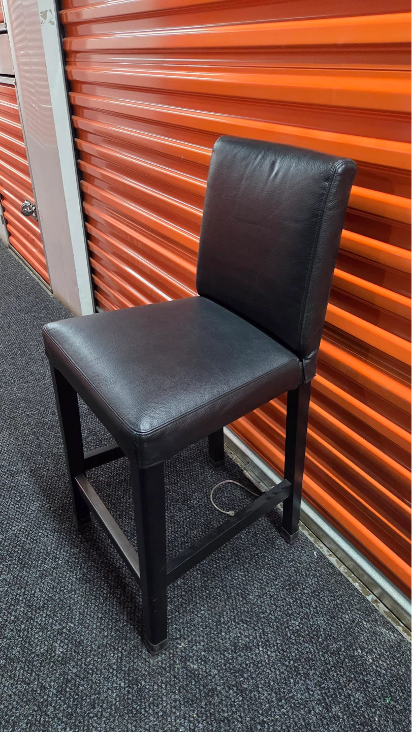 Black Faux Leather Bar Stool - photo 3