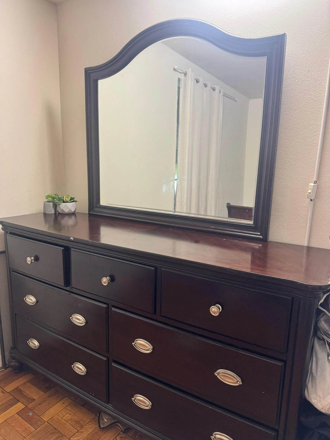 Dark Wood Dresser with Mirror - photo 2