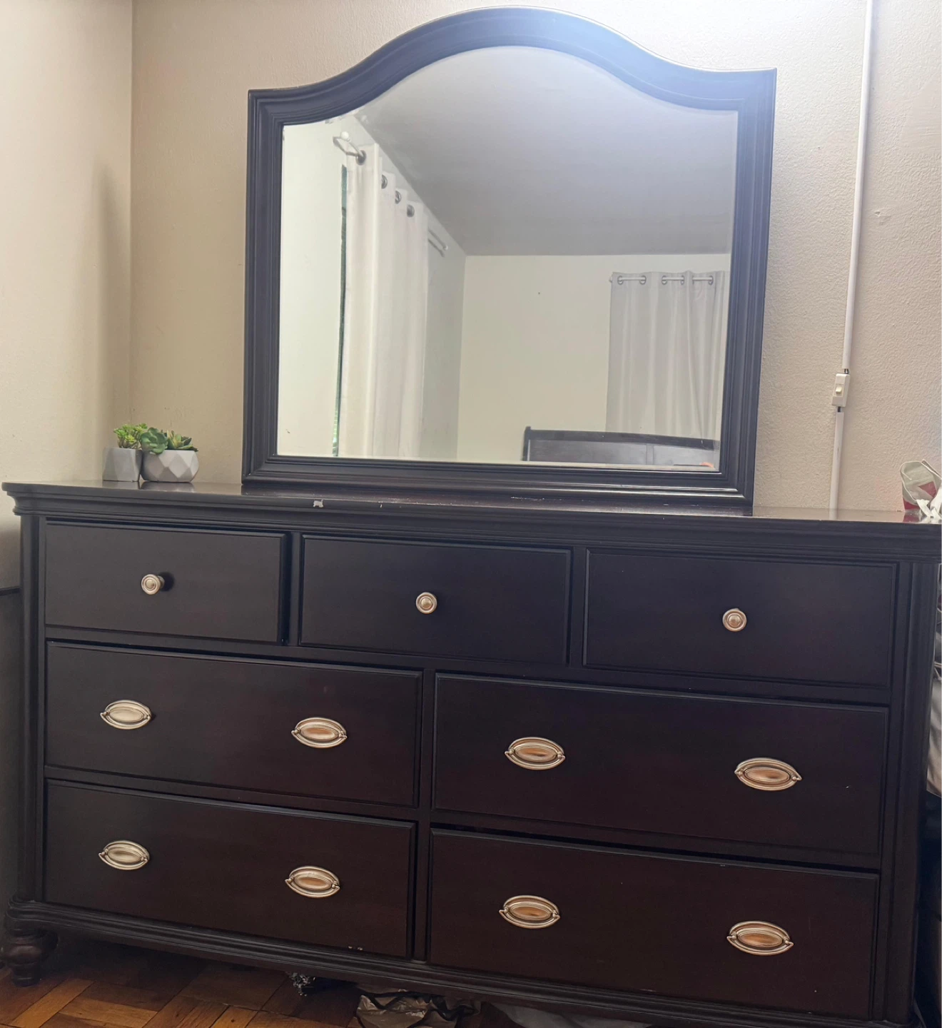 Dark Wood Dresser with Mirror