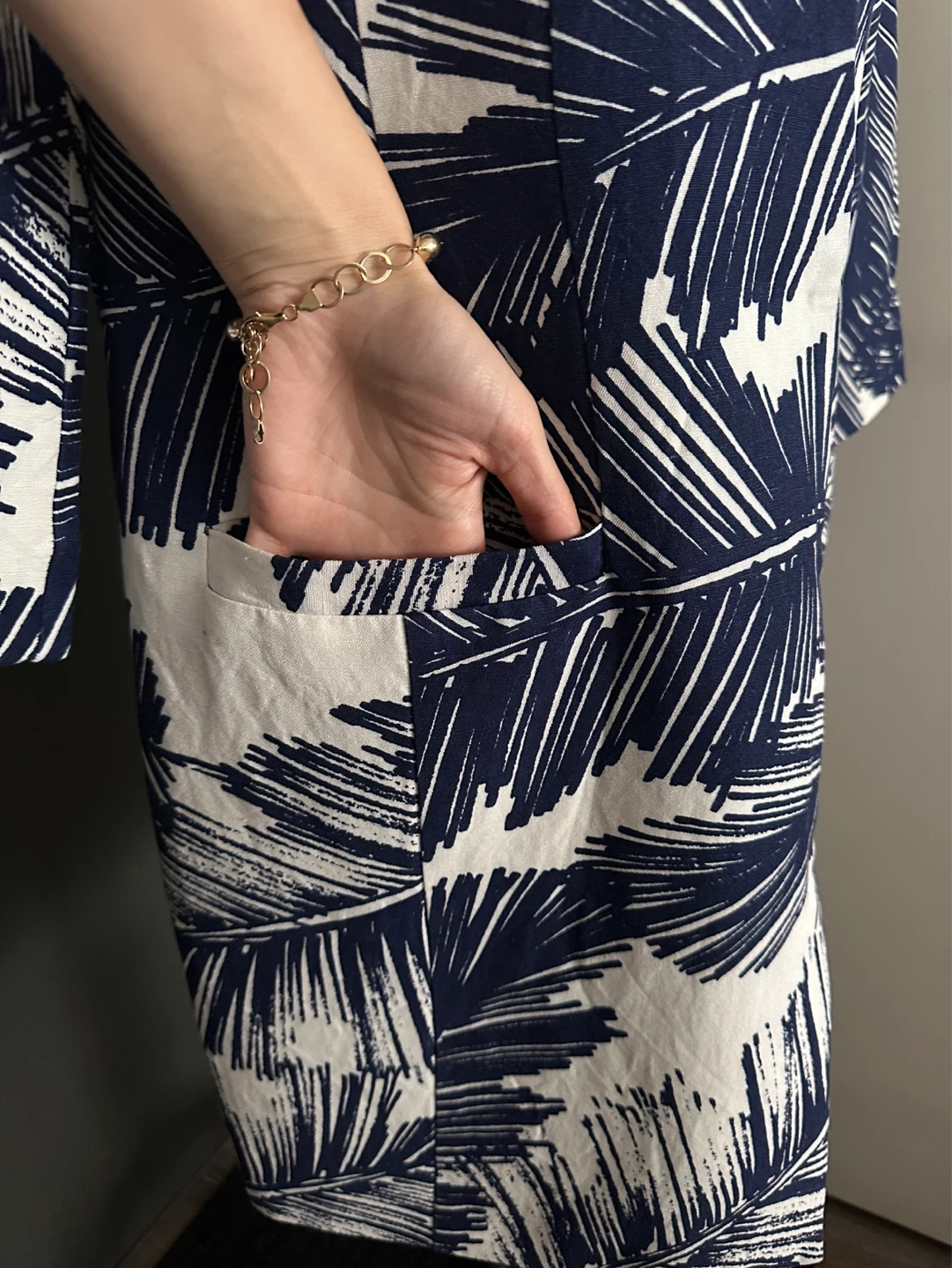 Clements Ribeiro Navy & White Leaf Print Beaded Jacket US 10 - photo 4