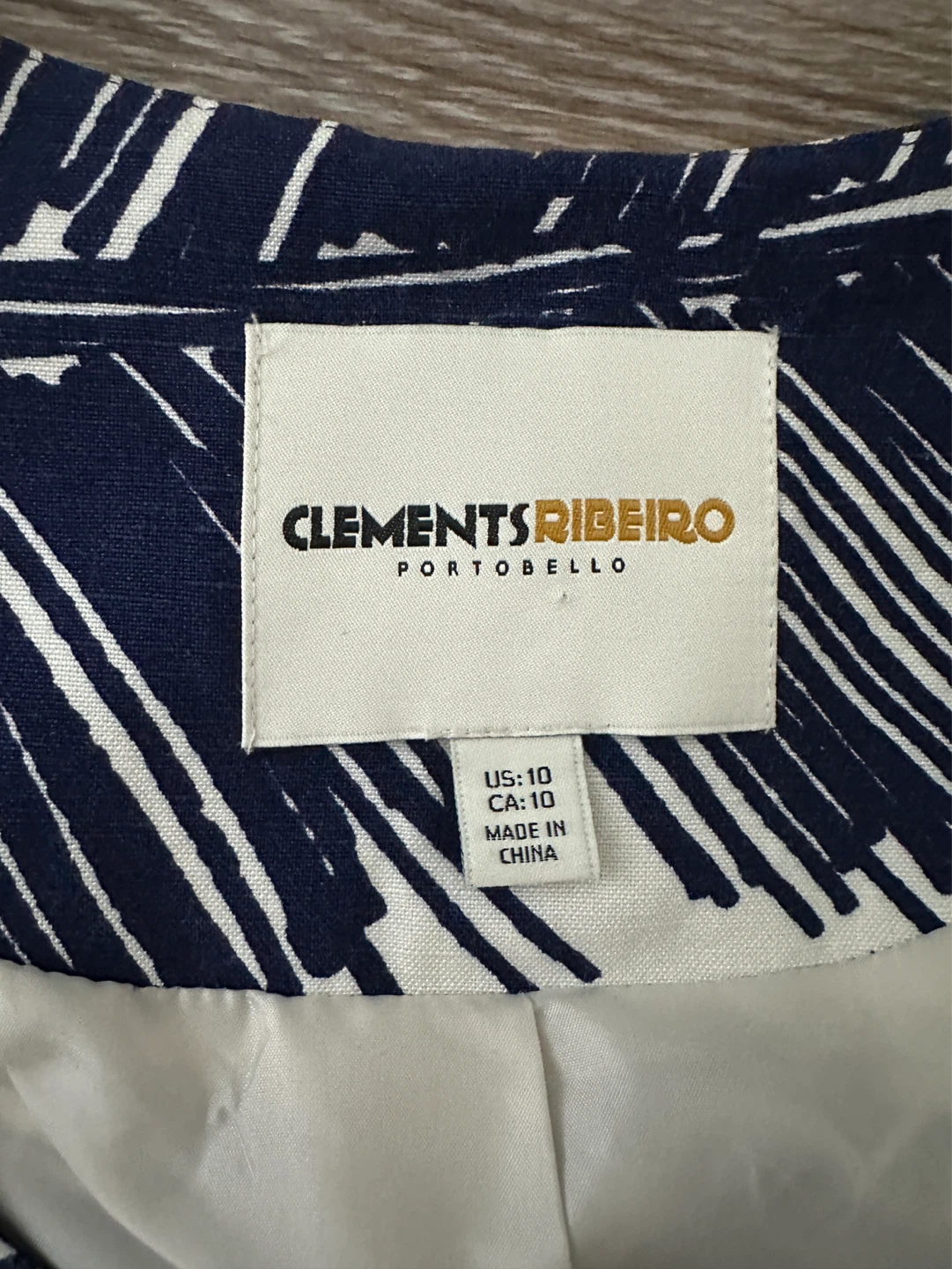 Clements Ribeiro Navy & White Leaf Print Beaded Jacket US 10 - photo 5