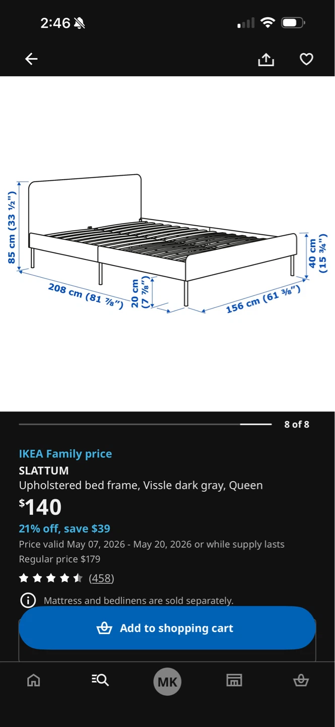 IKEA SLATTUM Queen Upholstered Bed Frame - photo 3