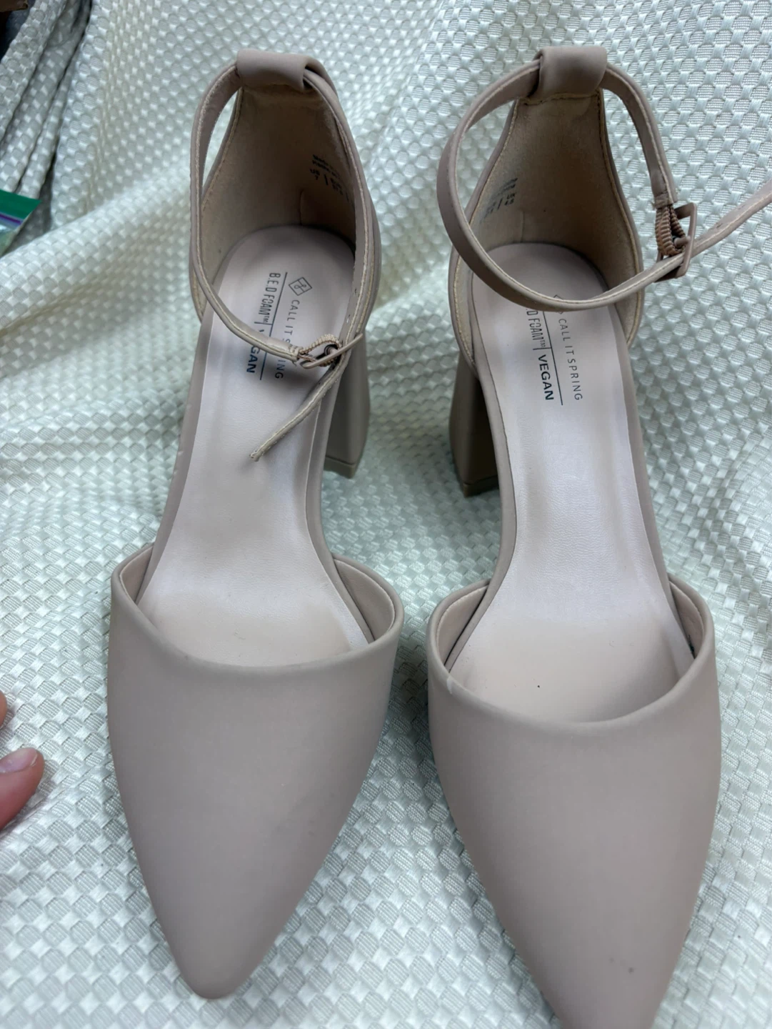 Call It Spring Beige Vegan D'Orsay Heels - Size 7 - photo 2