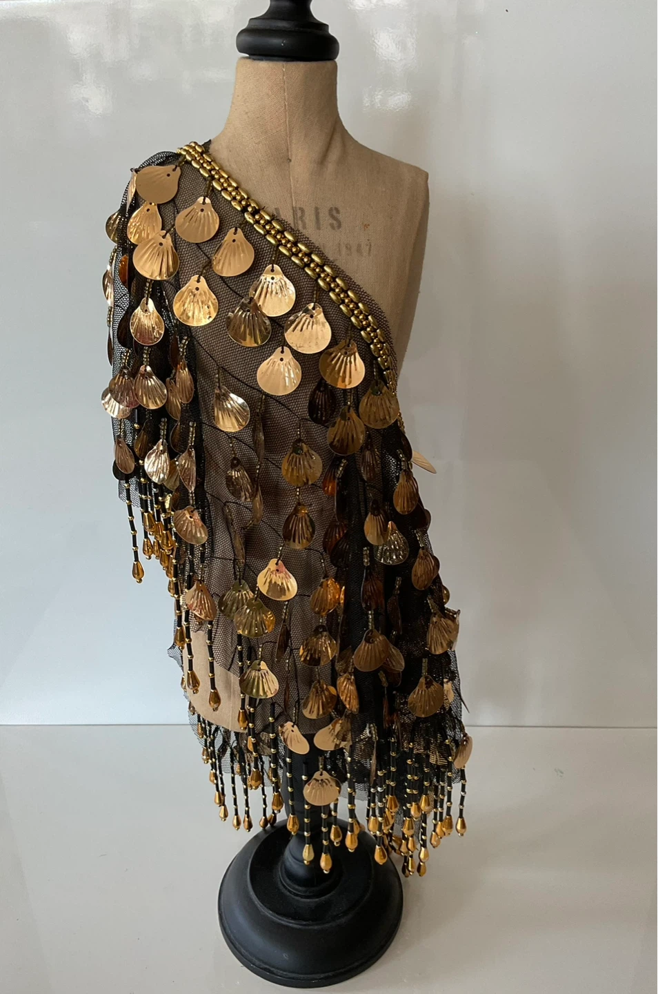 Gold Sequin and Bead Fringe Poncho - photo 2