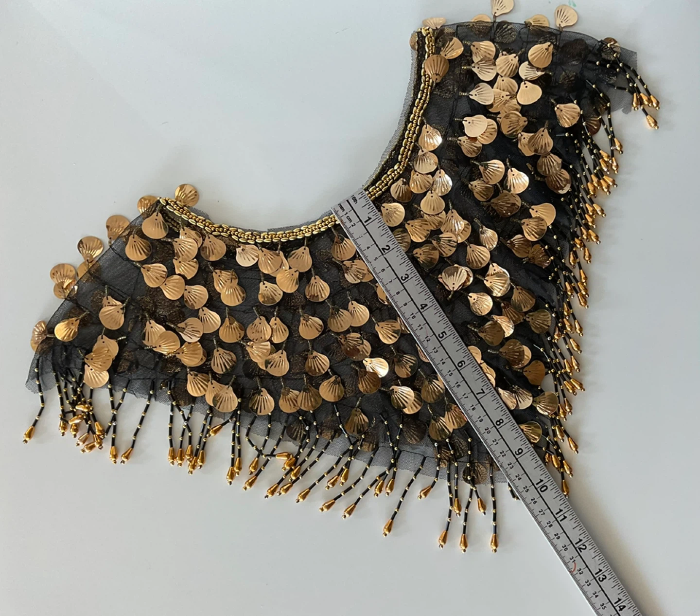 Gold Sequin and Bead Fringe Poncho - photo 4