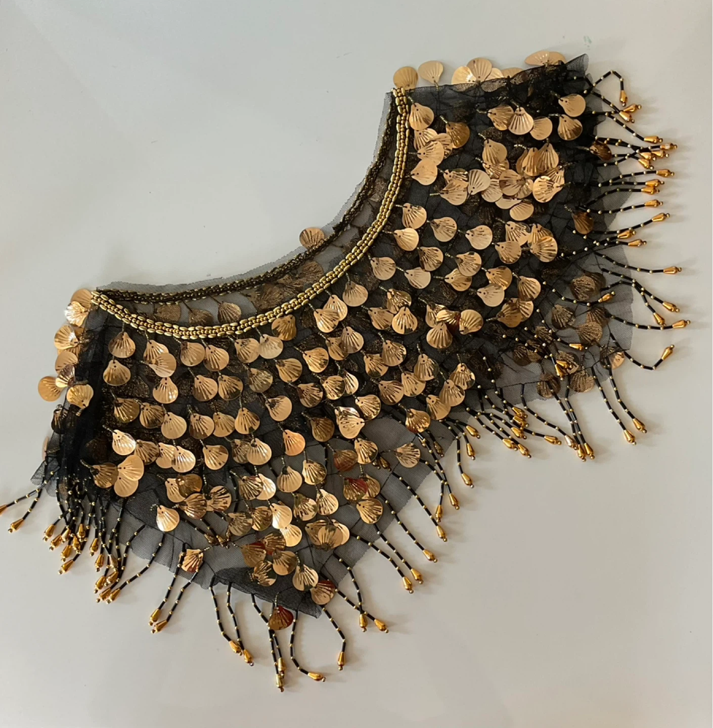 Gold Sequin and Bead Fringe Poncho - photo 3