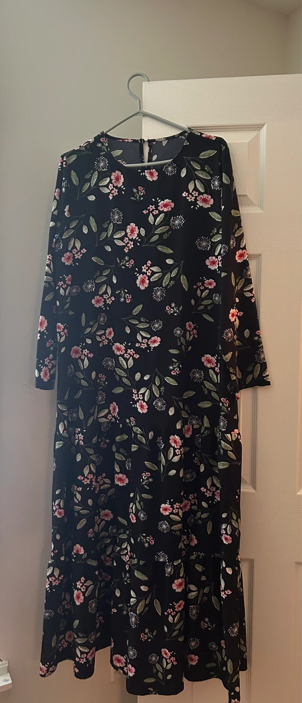 Black Floral Midi Dress