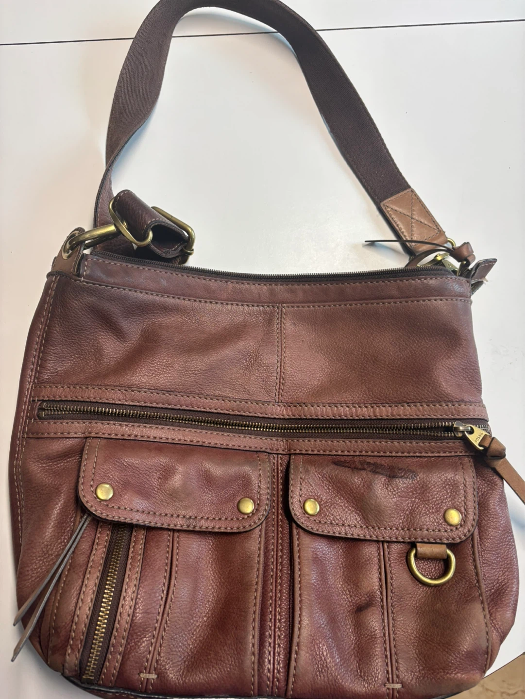 FOSSIL “MORGAN” TRAVELLER CROSSBODY LEATHER BAG