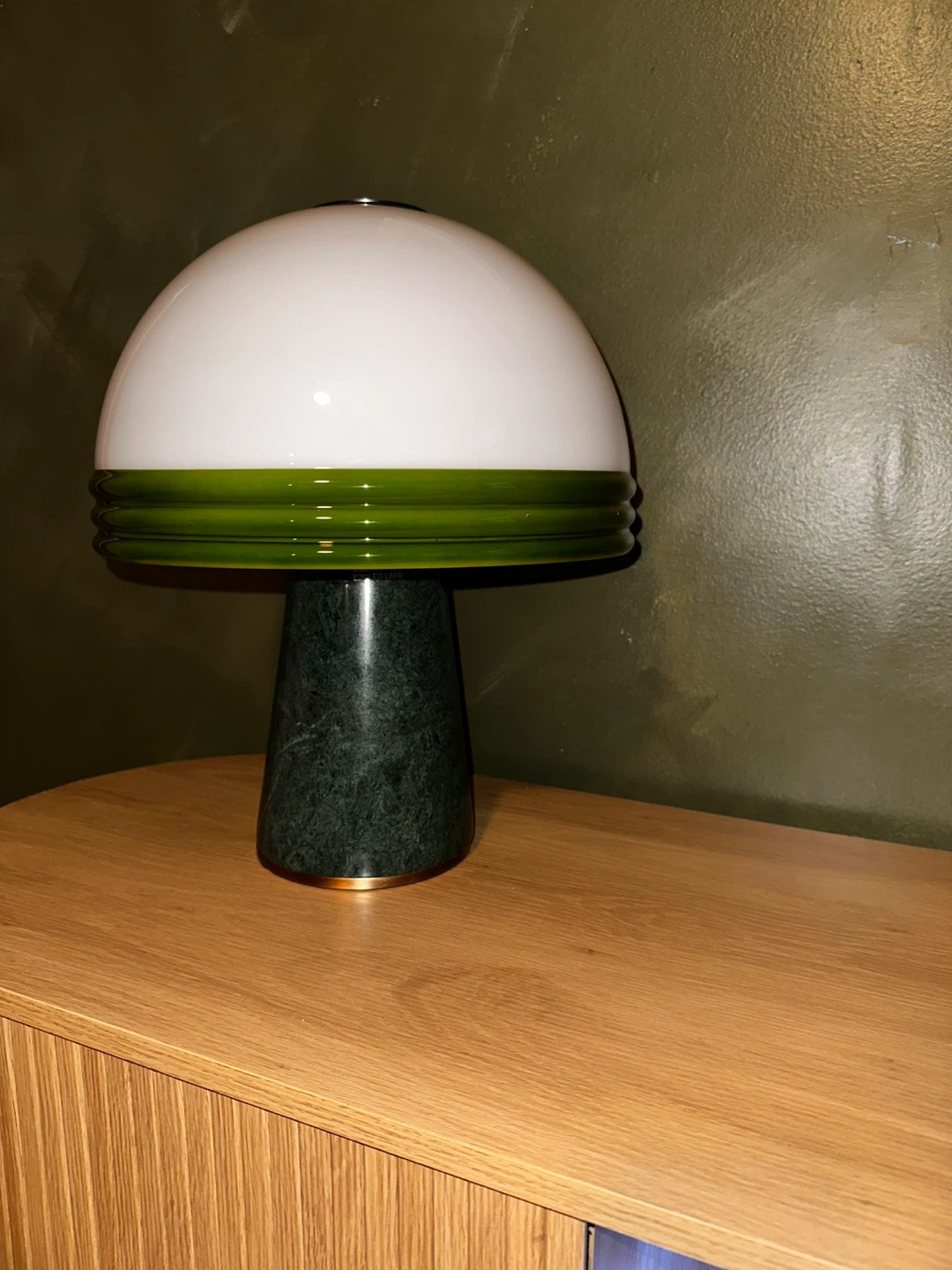 Soho Home Cassie Table Lamp - Green Marble & White Dome Shade - photo 3