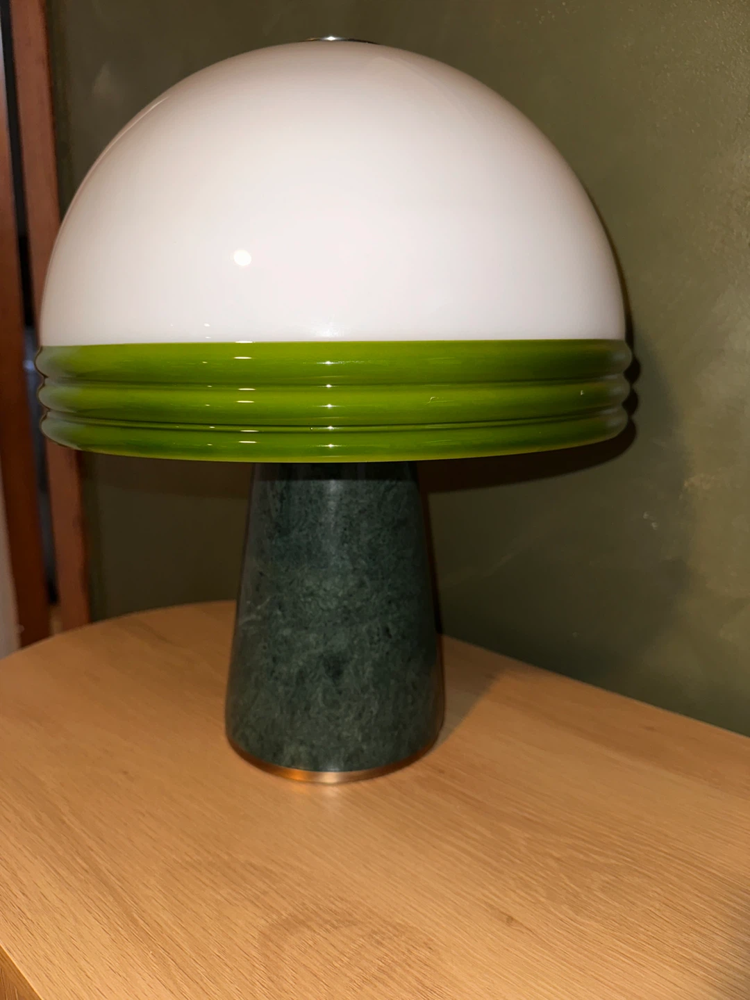 Soho Home Cassie Table Lamp - Green Marble & White Dome Shade - photo 2