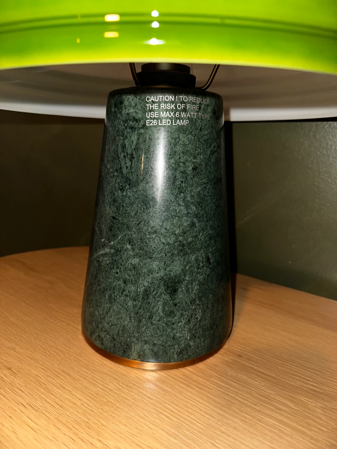 Soho Home Cassie Table Lamp - Green Marble & White Dome Shade - photo 4