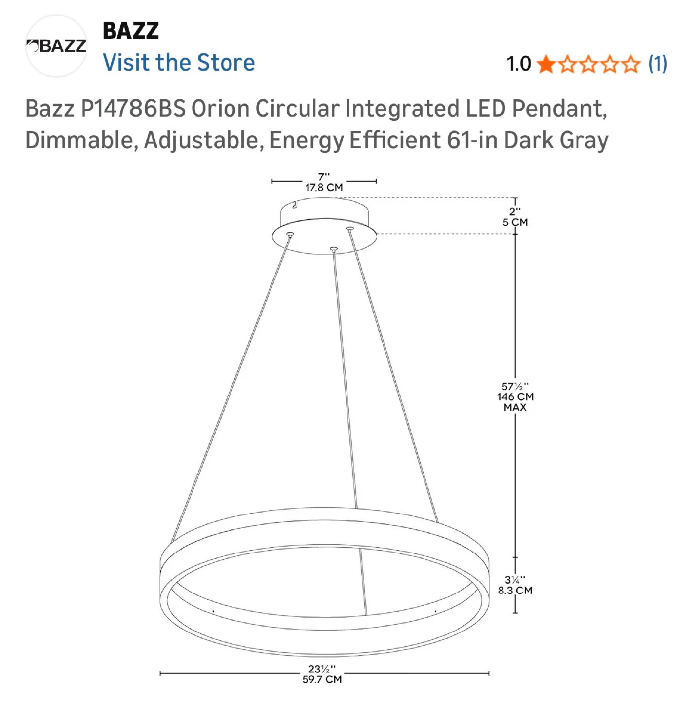 Bazz Orion Integrated LED Pendant Light - photo 3