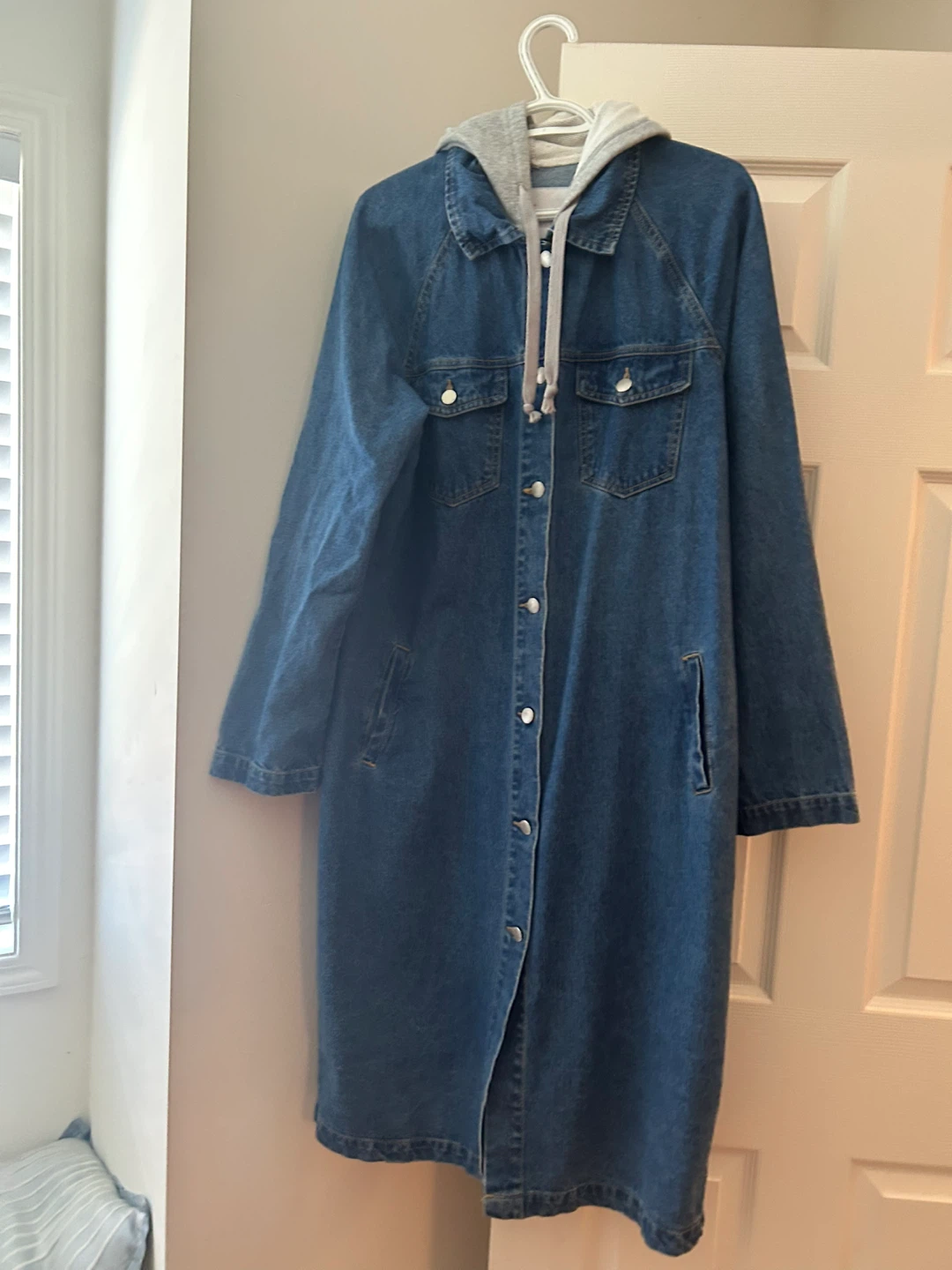 Denim Longline Hooded Jacket