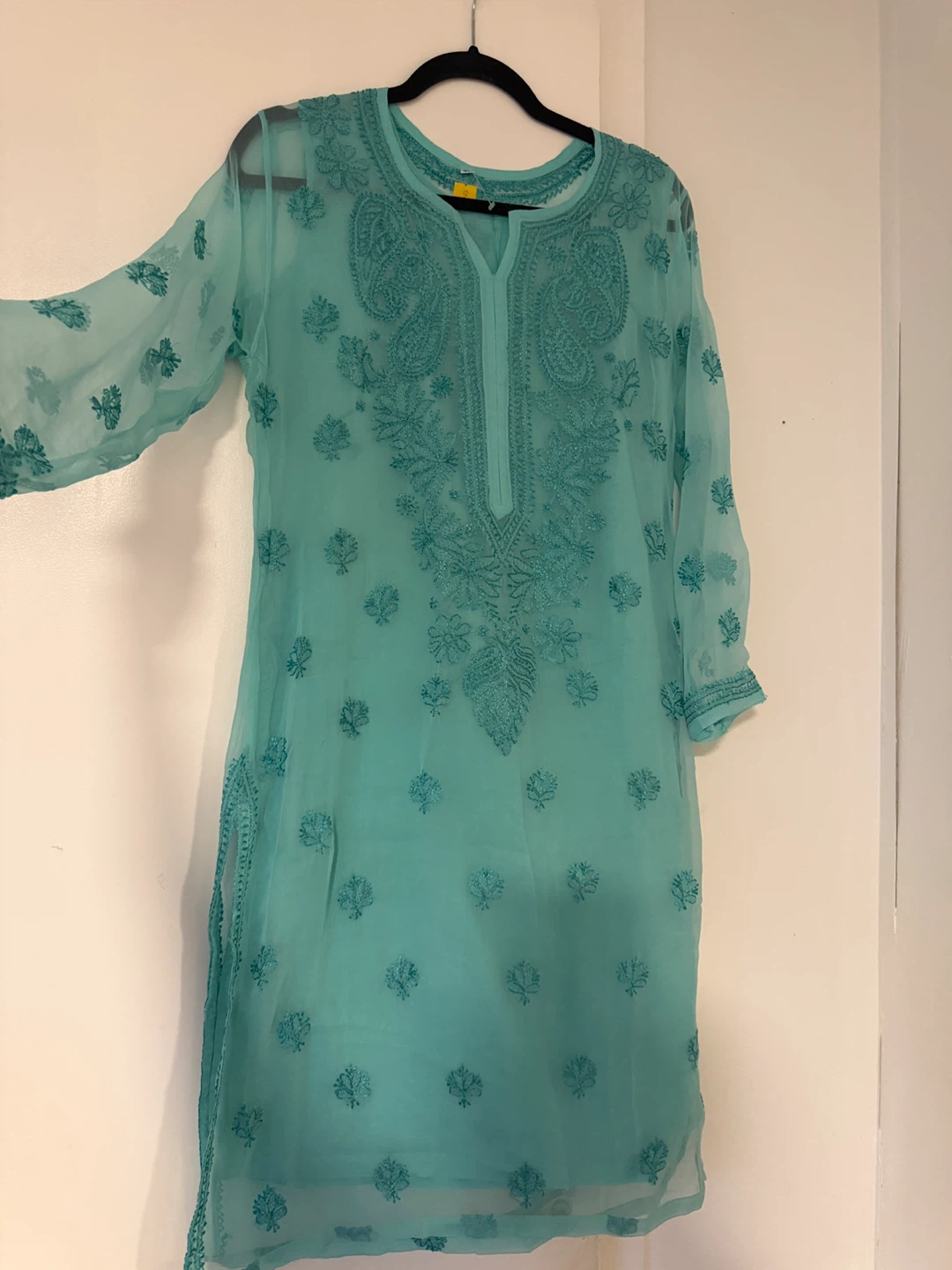 Turquoise Embroidered Chikan Kurti(New) - photo 2