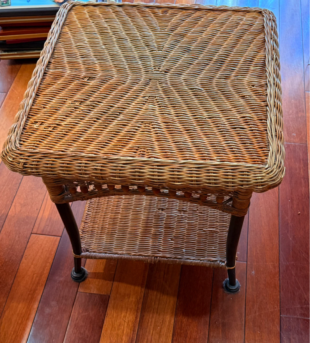 Wicker End Table with Shelf - photo 2
