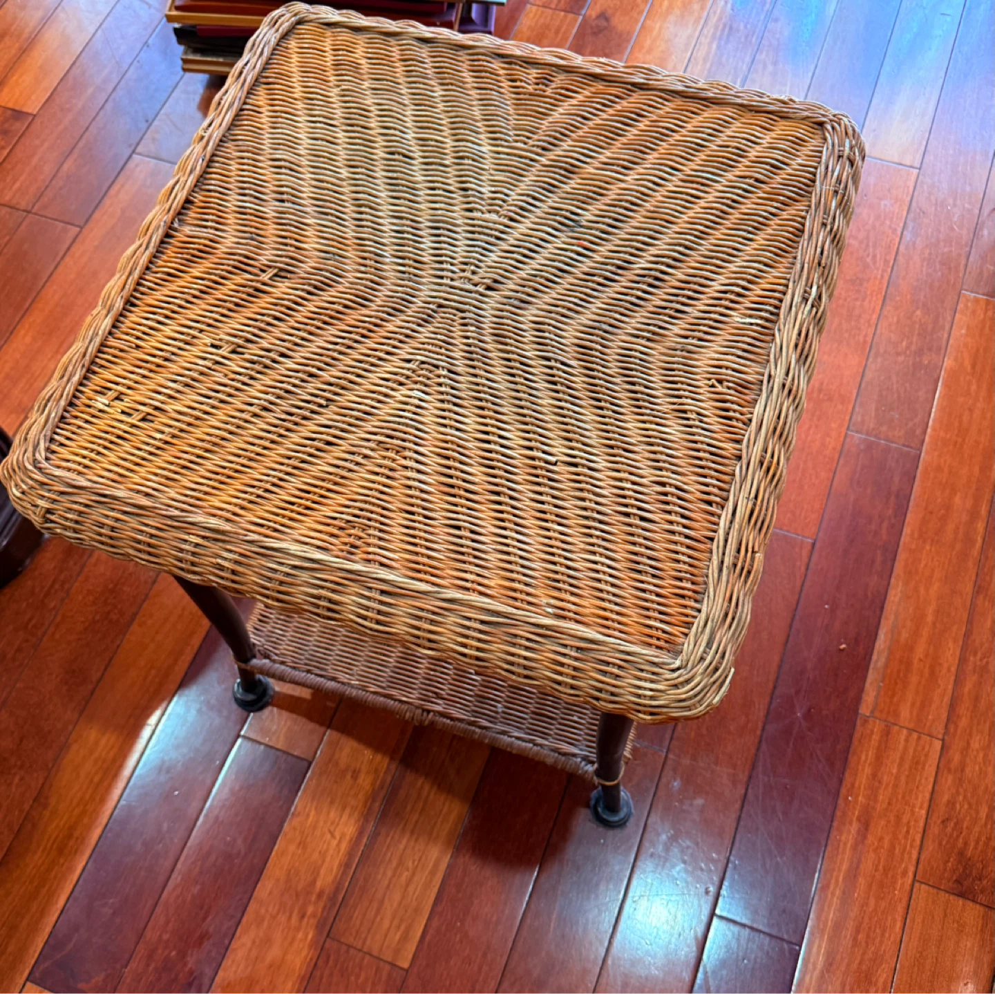 Wicker End Table with Shelf