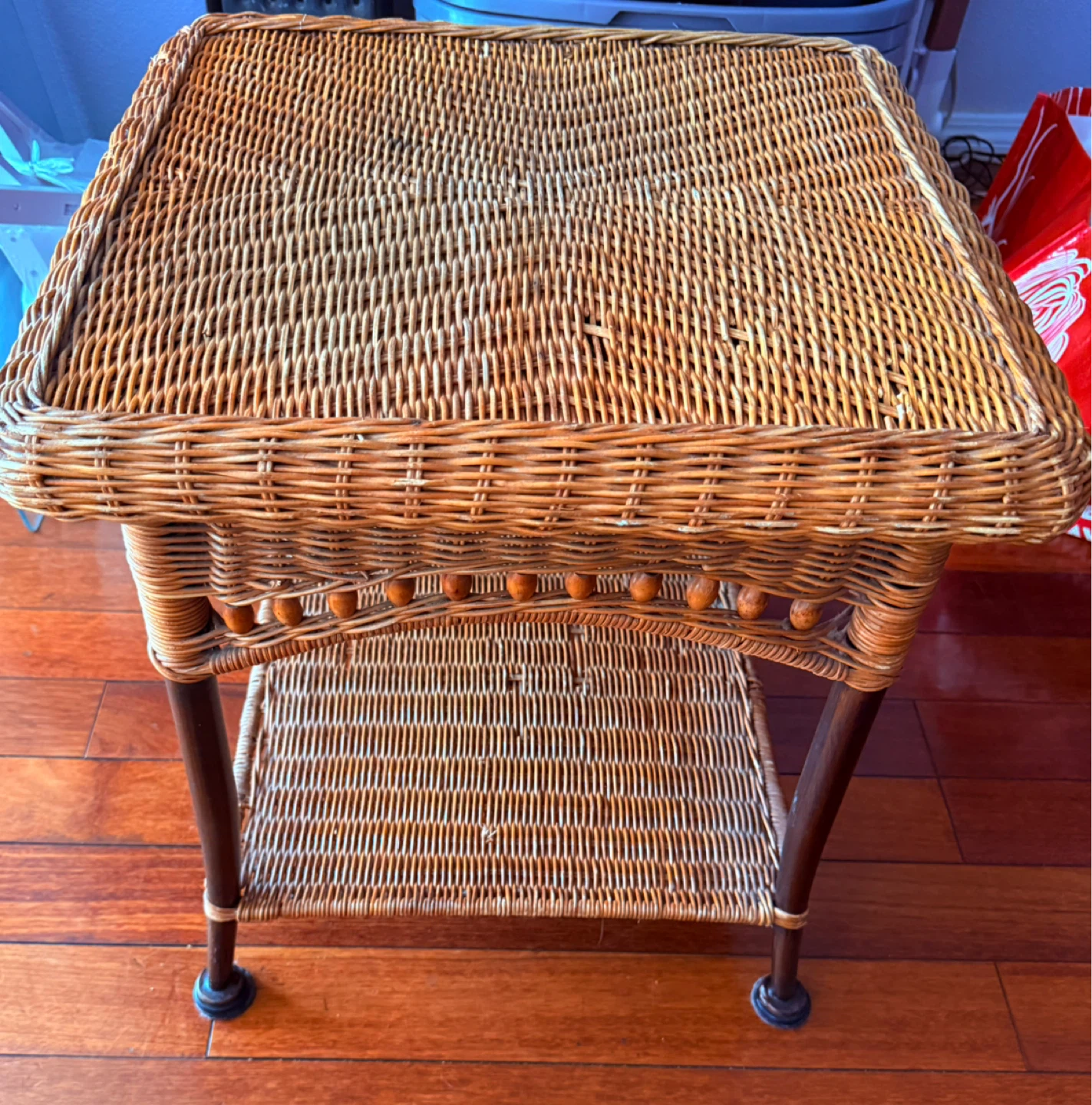 Wicker End Table with Shelf - photo 3