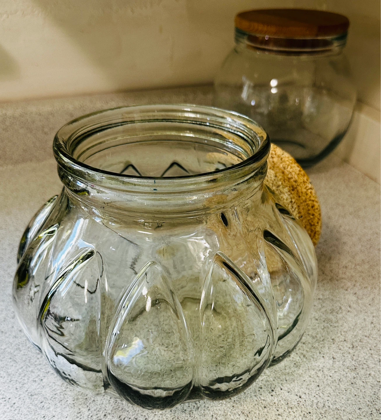 Vintage Potbelly/Pumpkin Recycled Glass Apothecary Jar… - photo 2