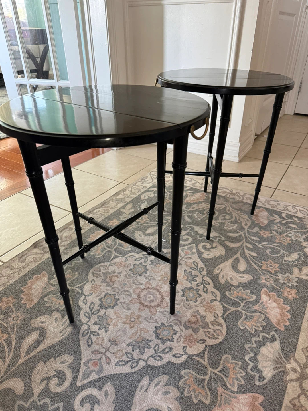 Black Accent Tables with Handle Set