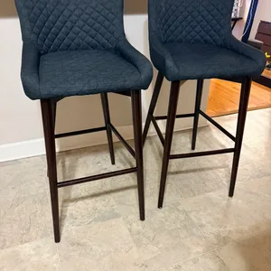 Set of 2 Dark Gray Quilted Bar Stools