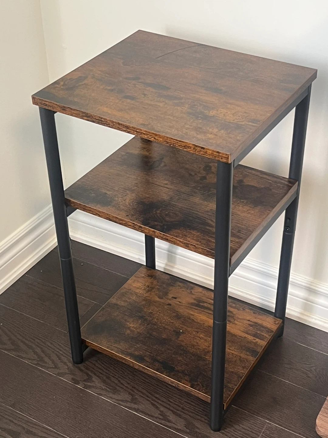 Rustic Wood Side Table with 3 Shelves